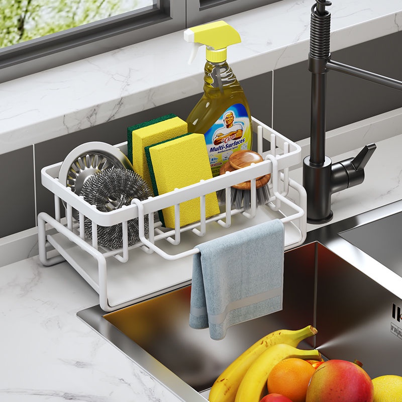 Kitchen Stainless Steel Drainer Kitchen Sink Rack Kitchen Rack Sponge Holder Rag Rack