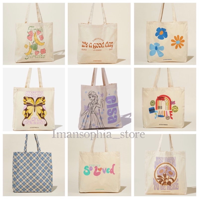 COTTON ON Tote Bag Student Bag Canvas Tote Bag 6VPN