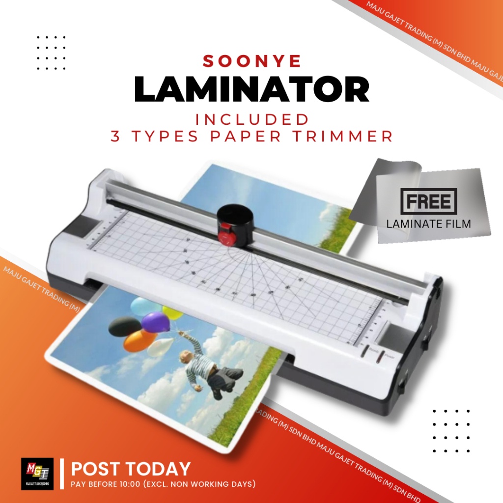SOONYE Laminator A4 A3 Laminate Machine Mesin Laminated Laminating