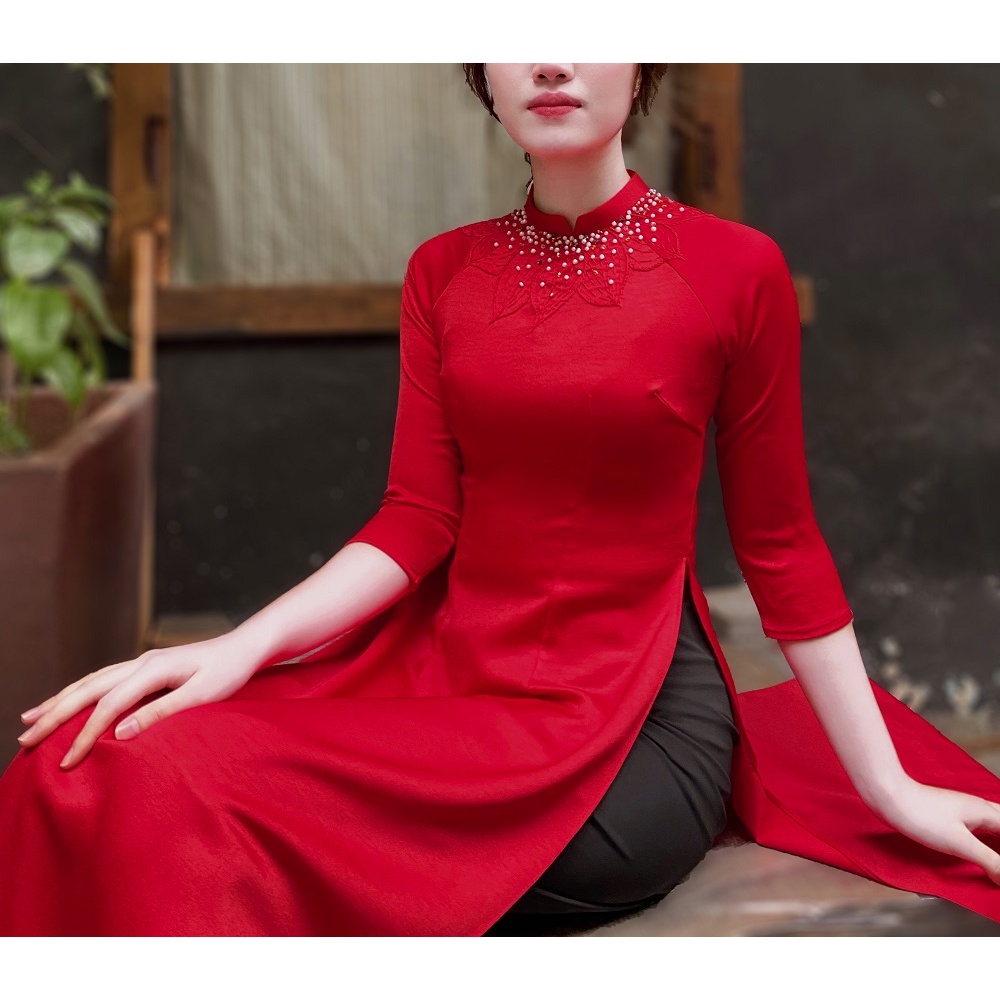 Ao Dai Traditional hand-embroideredCNY D7 - Nha Tam Ao Dai | Shopee ...