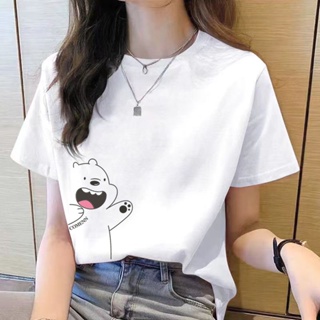 T-shirts Women Short Sleeve Crop Top Cartoon Printed Loose Slender  All-match Street Wear Korean Girls Fashion Casual T-shirt - T-shirts -  AliExpress