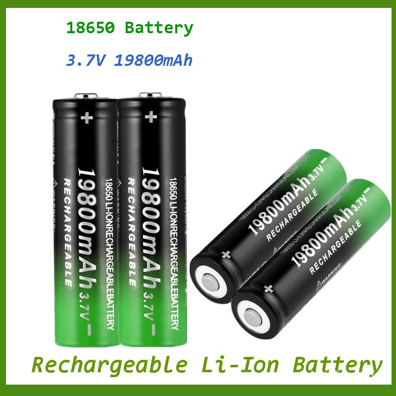 2pcs 18650 Baery 3.7V 19800mAh Rechargeable Li-ion Baery with 201 ...