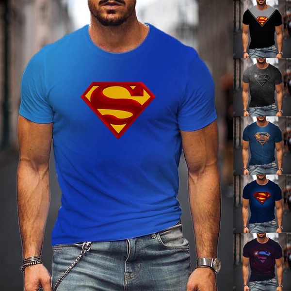 Repressalier mineral Datum Superhero 3D Printing Men's Casual Funny Cool Short Sleeve Round Neck  Summer Fashion Unisex Superman T-Shirt Tops | Shopee Singapore