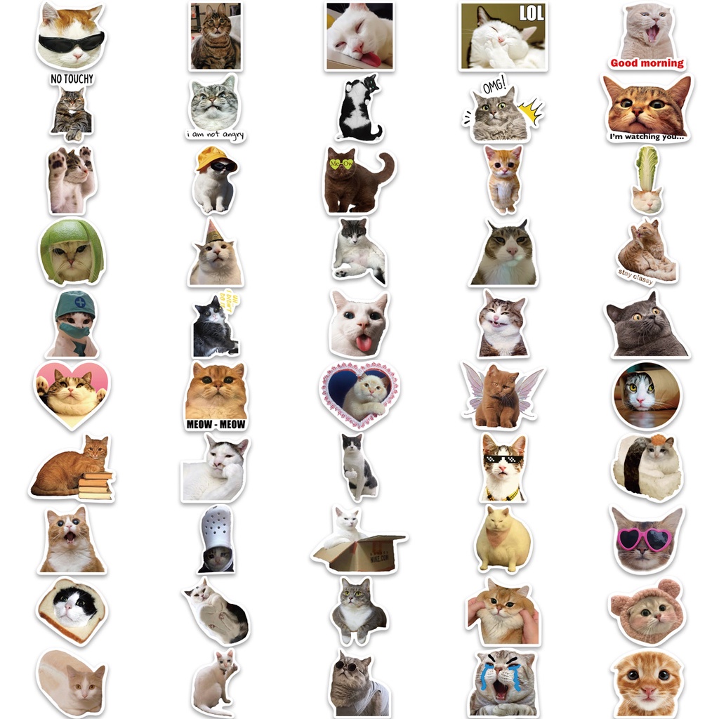 100/50PCS Funny Cat MEME Waterproof Graffiti Stickers For Helmet ...