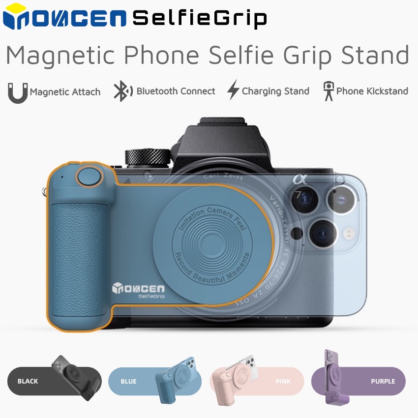 INOVAGEN Selfie Grip Magnetic Phone Selfie Grip Stand,Camera Handle Photo Bracket,Smart Bluetooth Mobile Phone Anti-shake Selfie Device,Desktop Charging Support