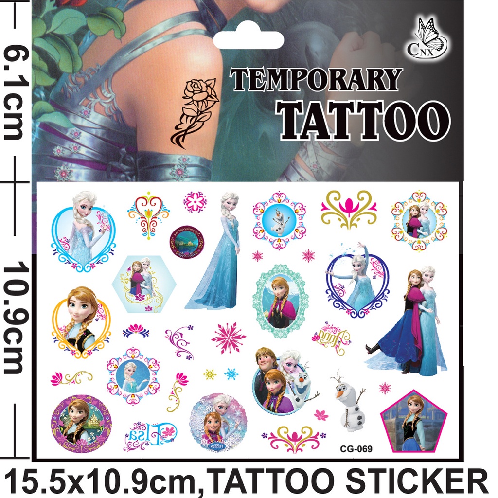 [SG] Frozen Tattoo Waterproof Movie Elsa Anna Cartoon Temporary Tattoo ...