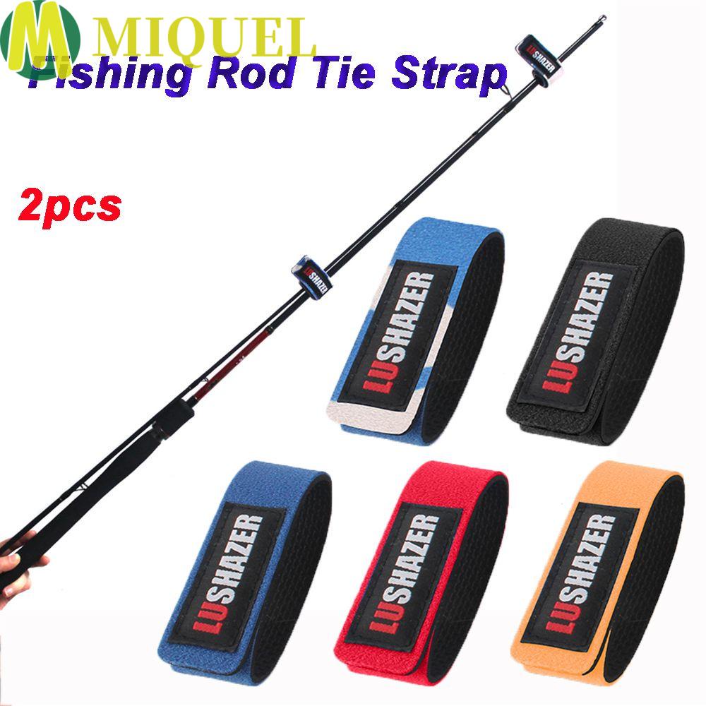 MIQUEL 2pcs Fish pole Tie Cable Band Belt Fishing Rod Strap Tackle Wrap  Elastic Suspenders Holder Magic Fishing Tools/Multicolor