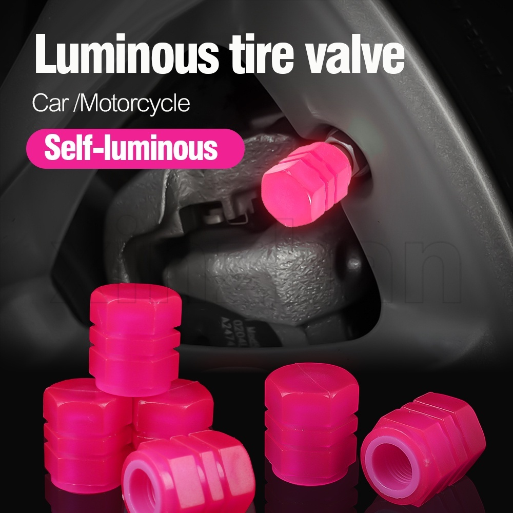 XIRUJNFD Universal Fluorescent Car Tire Valve Caps 4pcs, Luminous Tire Valve Stem Caps, Fluorescent Car Tire Valve Caps for Most Cars, Truck, SUV, Motorcycles, Bike (Blue,16pcs