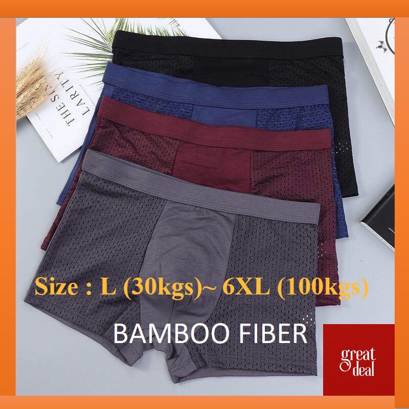 Size L to 6XL Breathable Ice Silk Boxer Men Underwear Shopee