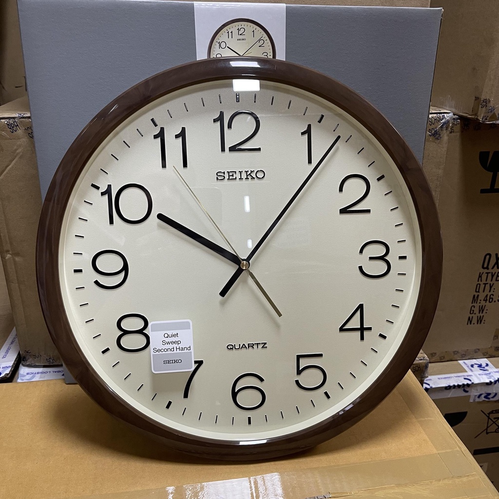 Seiko Clock QXA806B Decorator Brown Marble Casing Cream Dial Analog