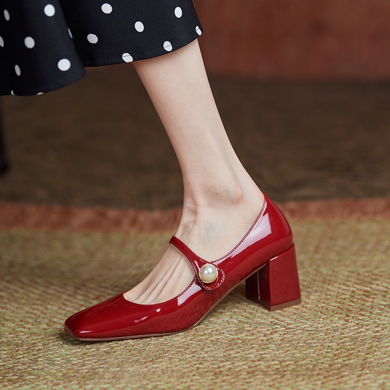 Red patent leather mary jane pumps sale