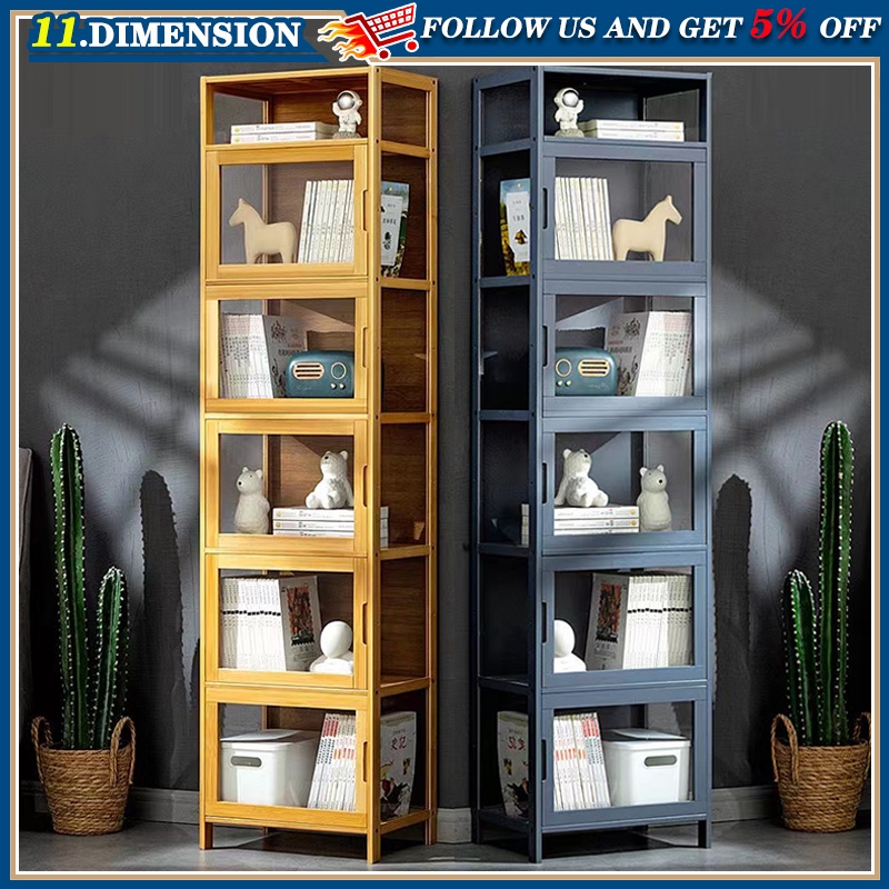 Transparent Book Shelf Display Bookcase Home Narrow