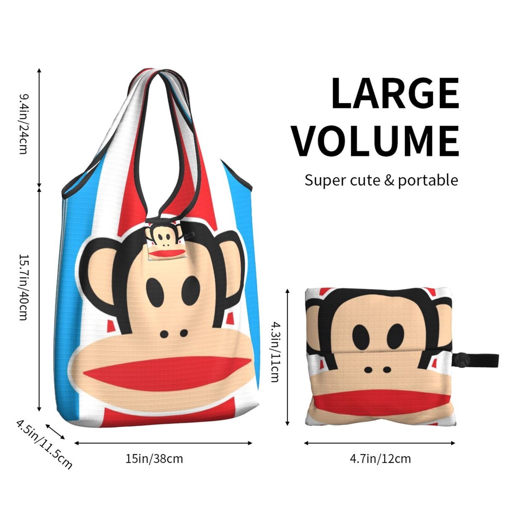 Paul Frank Reusable Shopping Bags Foldable Grocery Bags, Heavy Duty ...