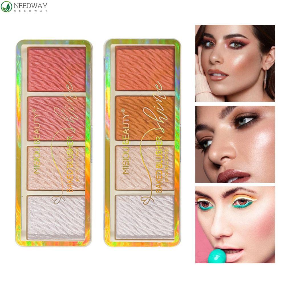 NEEDWAY Face Contour Blush Palette, 4 Color Brighten Glitter
