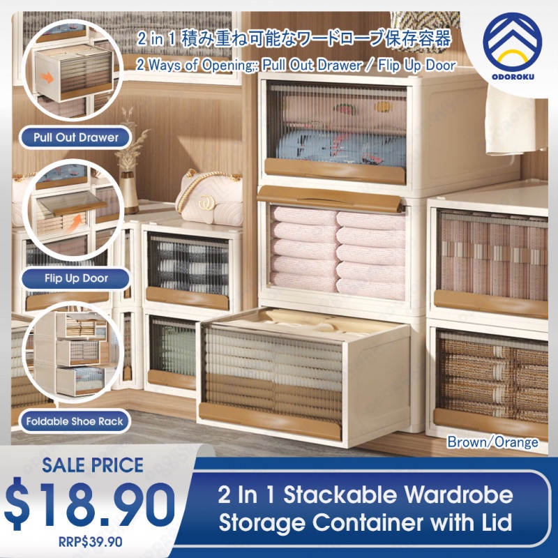 ODOROKU Stackable Drawer Rack Pull Out Storage Drawer Stackable Design  Simple Installation Rack with Drawer