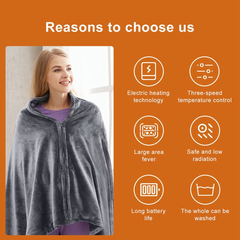 COOLSY Winter Electric Blanket Usb Heated Warm Shawl Heating Cold Protection Keep Warm Coral Flannel Heated Blanket Outdoor Office Home Shopee Singapore