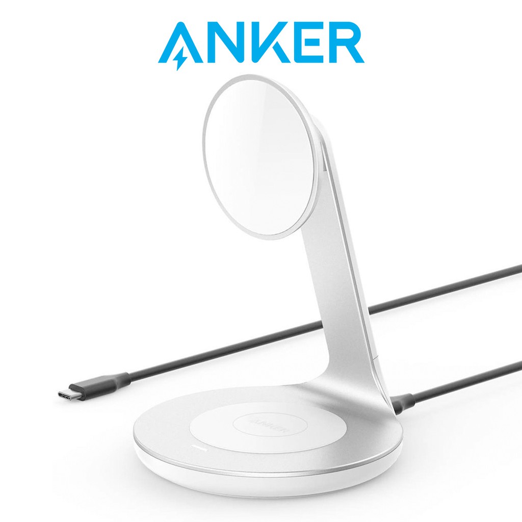 Anker Charger PowerWave Magnetic Charger Magnetic 2-in-1 Stand Wireless Charging Station for iPhone and AirPods (A2561)