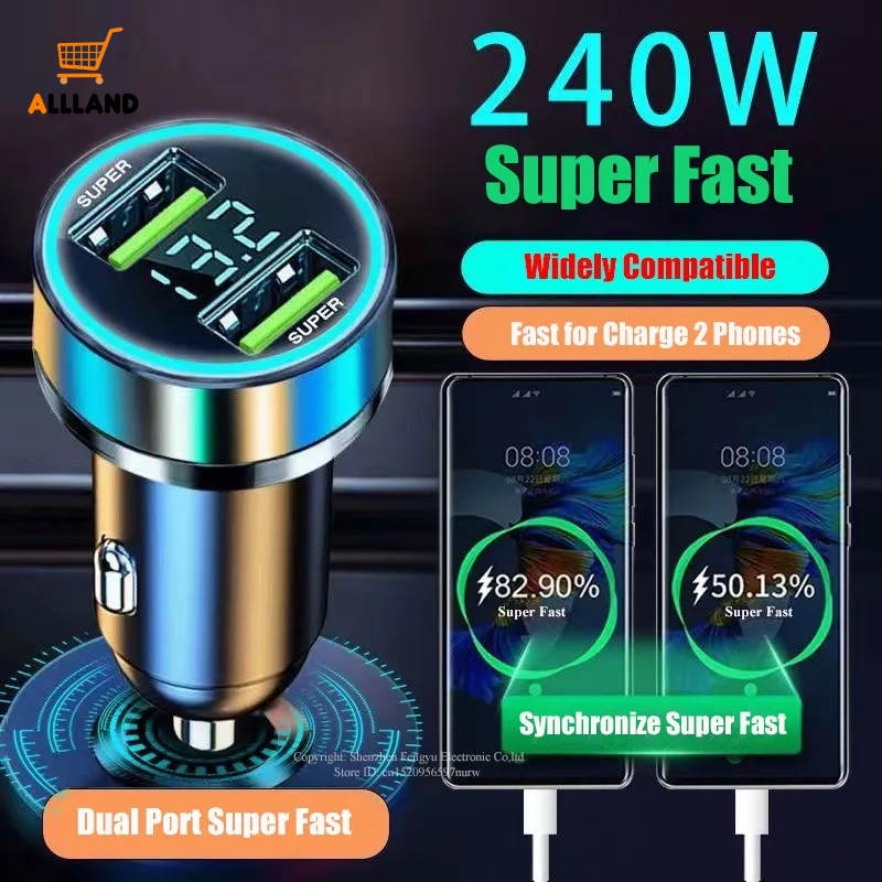 Portable Dual USB Ports 240W Super Fast Car Charger/ Automotive Mounted