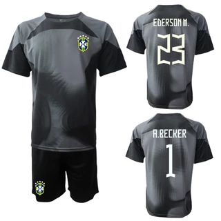Brazil No1 Alisson Black Goalkeeper Long Sleeves Soccer Country Jersey