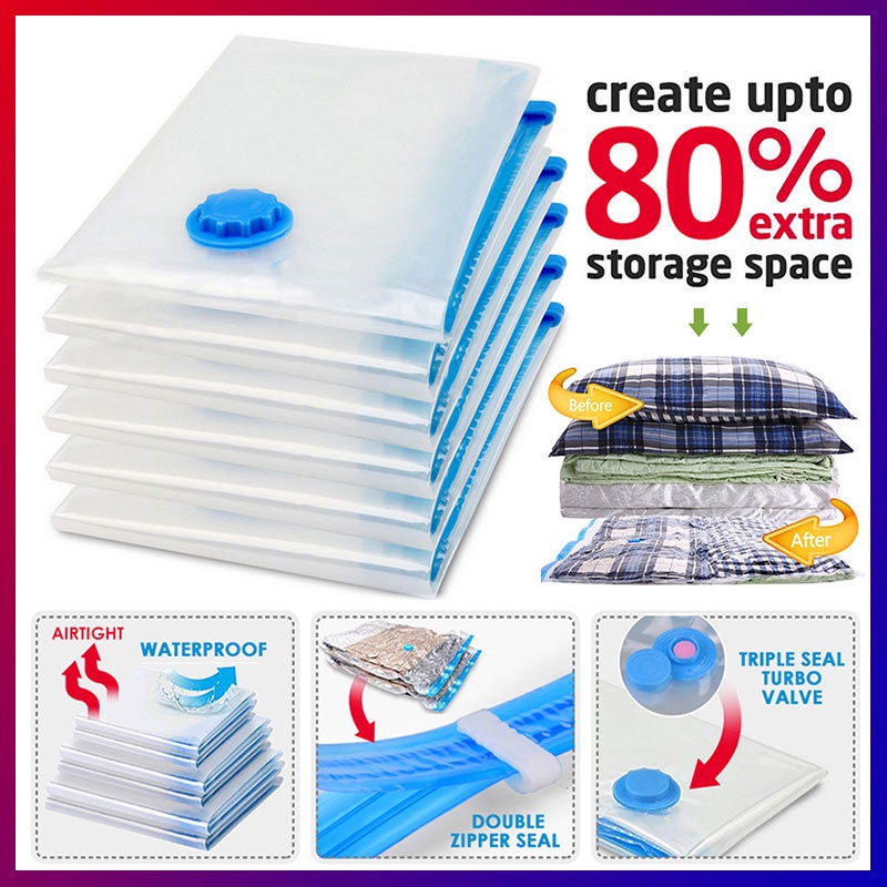 ⭐[Sg Seller] Reusable Vacuum Bag and Pump Cover for Clothes Storing Large Plastic Compression