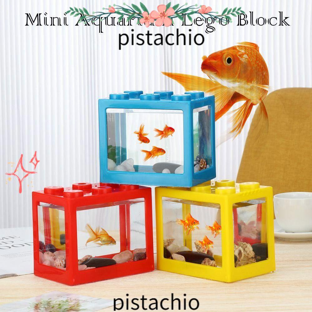 PISTACHIO Aquarium Tank Betta Fish Tank Building Block Ornamental Betta  Fish Accessories New Pet Decoration LED PVC Mini Aquarium