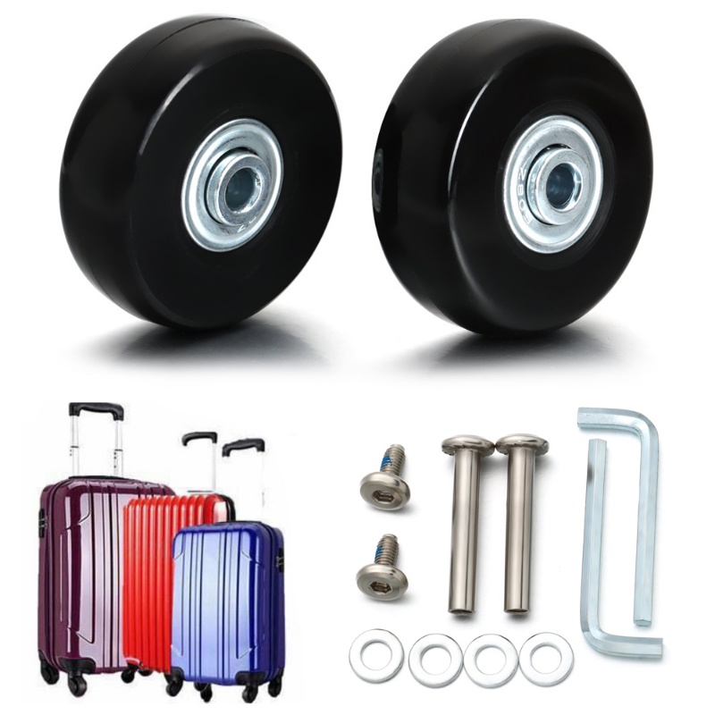 4pc Luggage Wheels Suitcase Repair Set Durable Silent Rubber Sliding