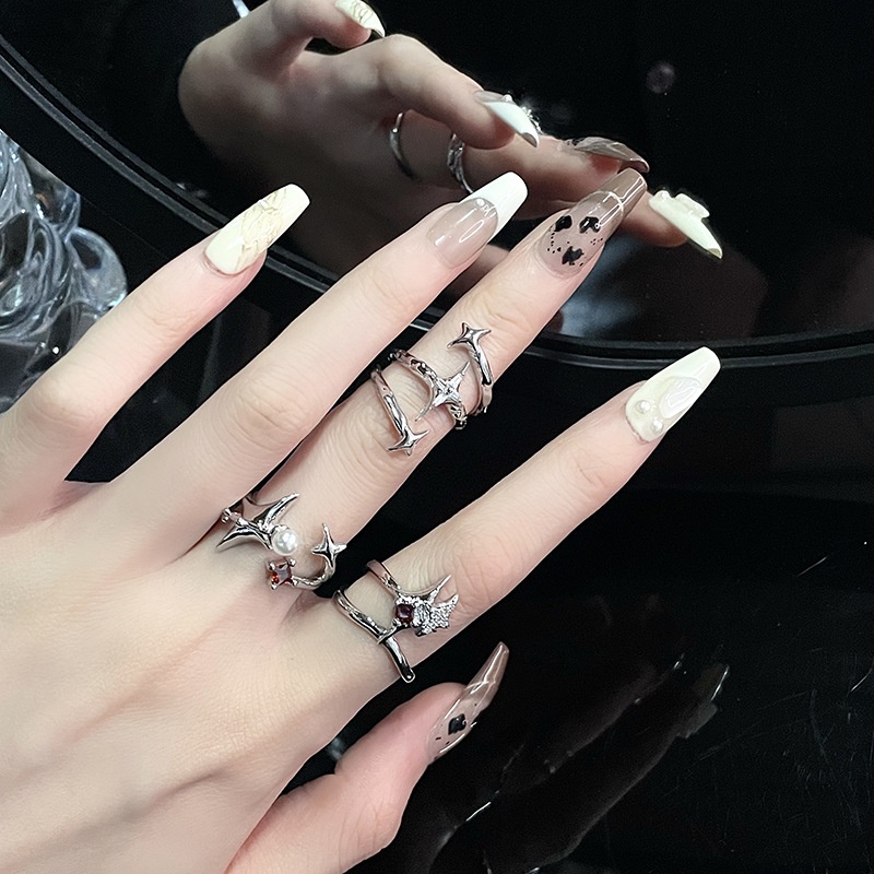 Cosmic Star Manger Ring for Women's New Light Luxury French Zircon ...