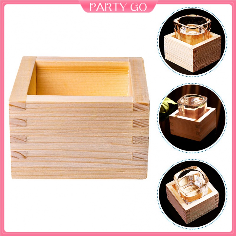 ☕ Sake Cup in Khaki Wooden Case 8.0x8.0x5.0In Compact Decorative Wood ...