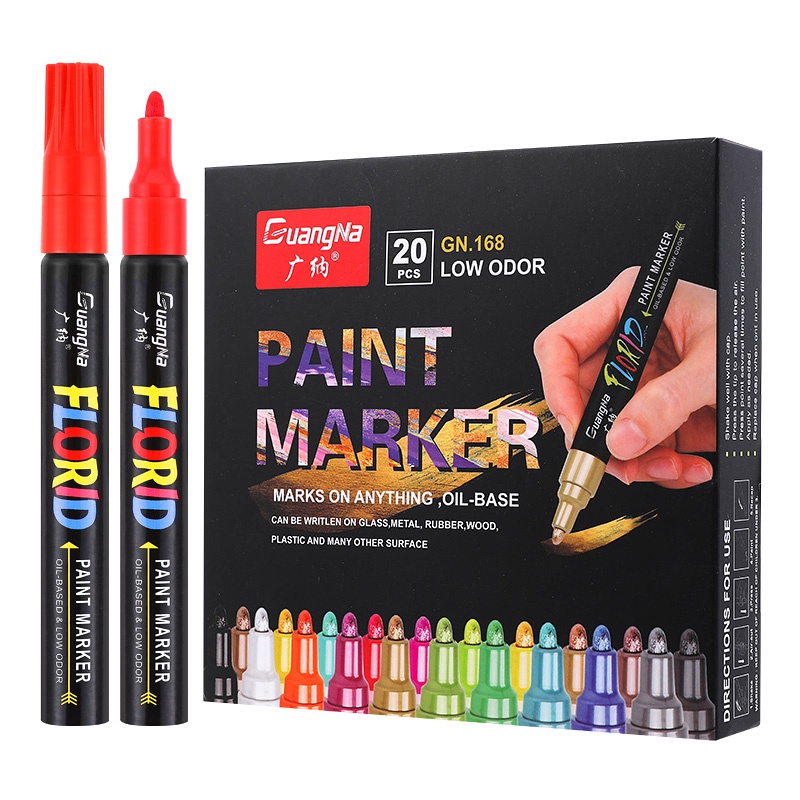 GuangNa Colorful Permanent Paint Marker Waterproof White Markers Tire Tread Rubber Fabric Paint