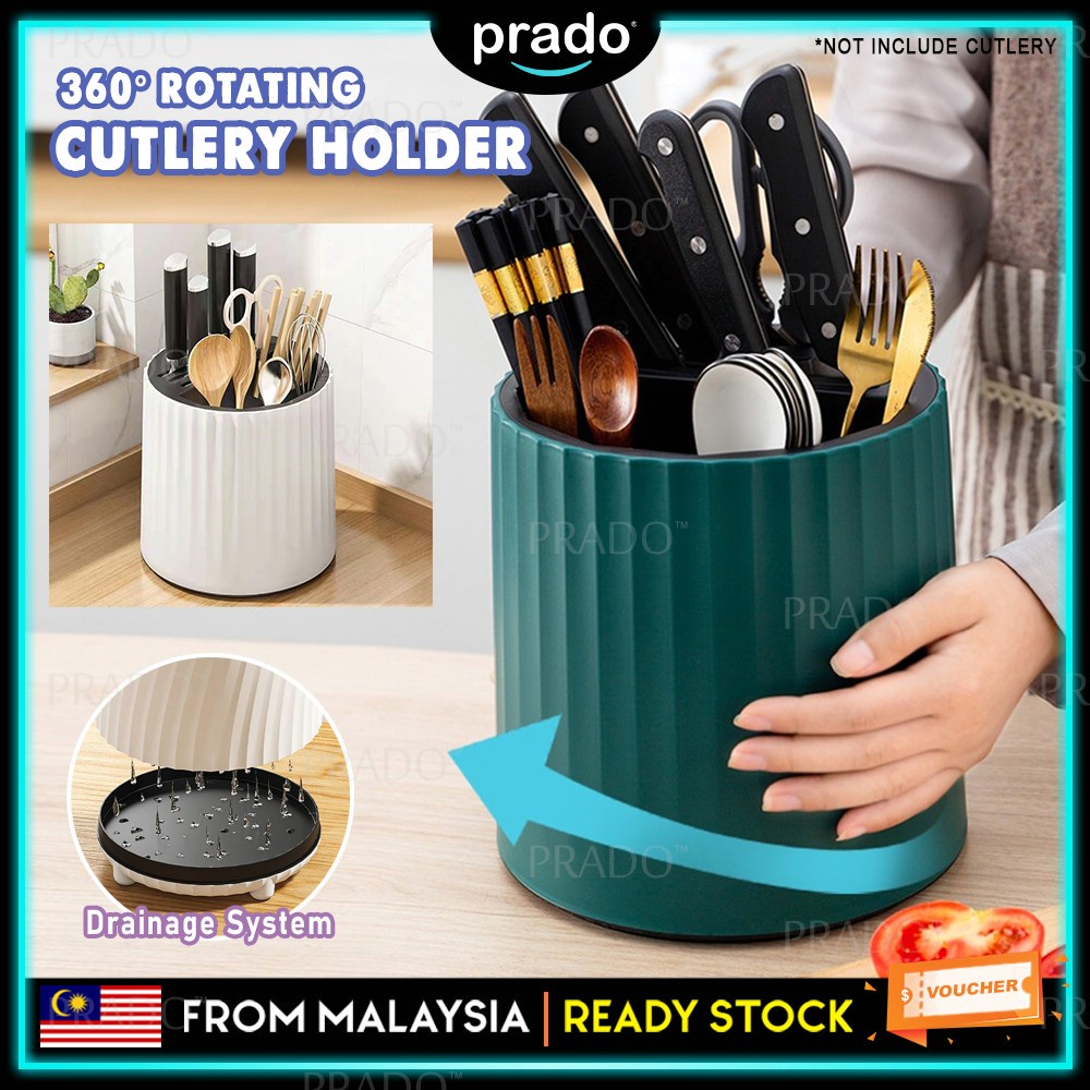 PRADO Kitchen Rotatry Cutlery Holder Spoon Fork Knife Chopstick 360 ...