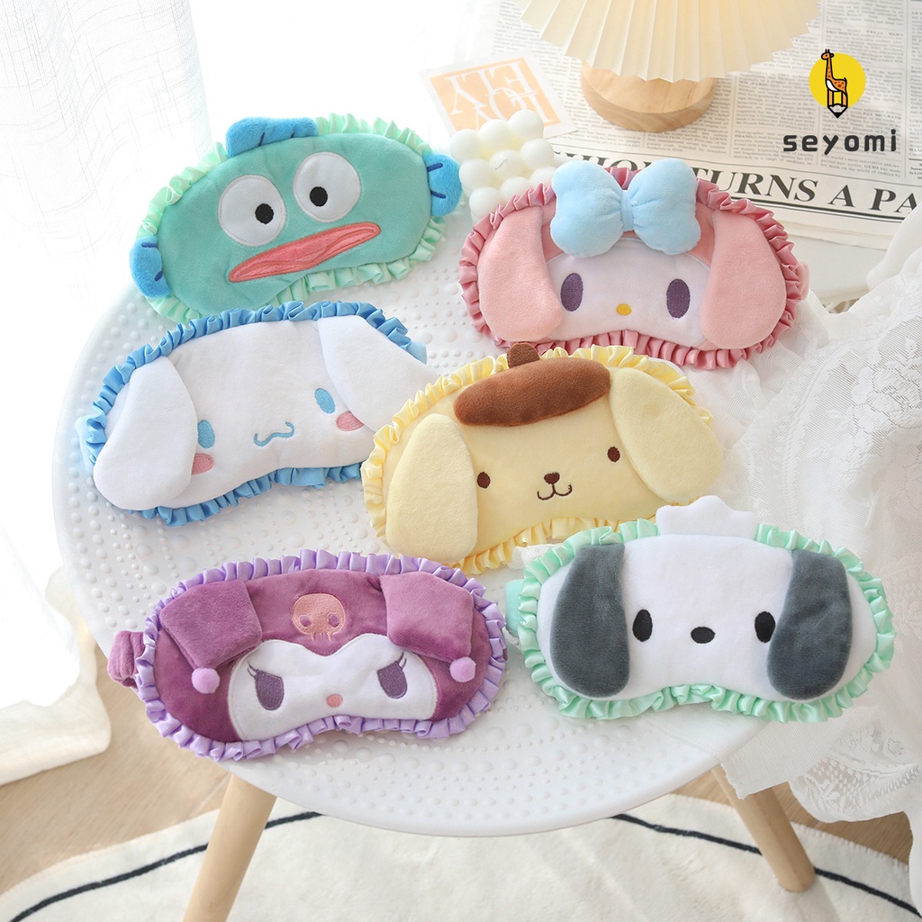 Sanrio Cute Sleeping Eye Mask Cinnamoroll Kuromi Plush Eye Patch Girl