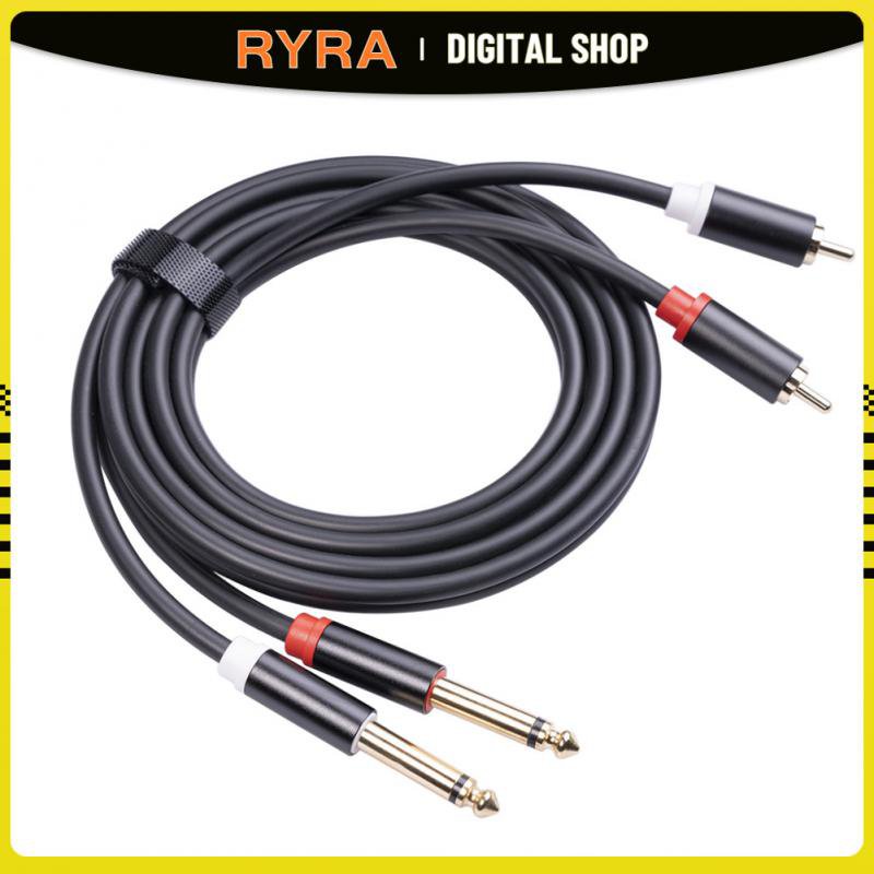 Audio Cable Shielded GoldPlated HiFi Sound Dual RCA Male To Dual 6