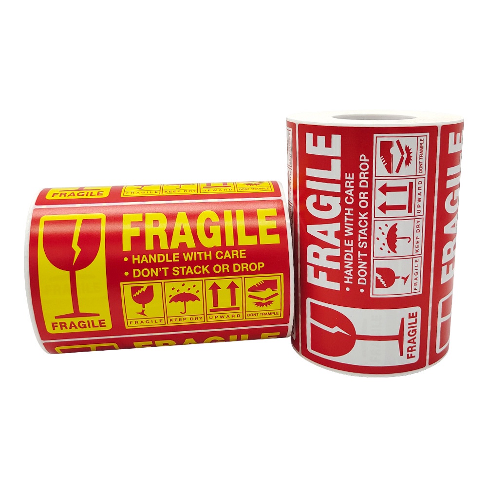 12.7*7.6cm Handle With Care Fragile Warning Sticker Roll Carton ...