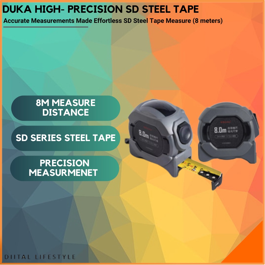 DUKA SD 8m Precision Steel Tape Measure Frosted Retractable Ruler