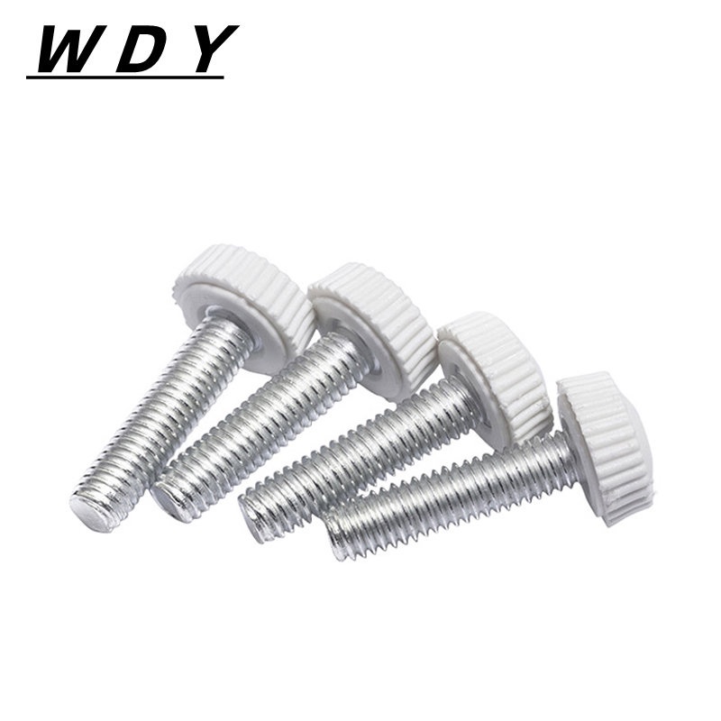 [WDY] White Rubber Head Screw Straight Grain Knurled Hand Round Plastic