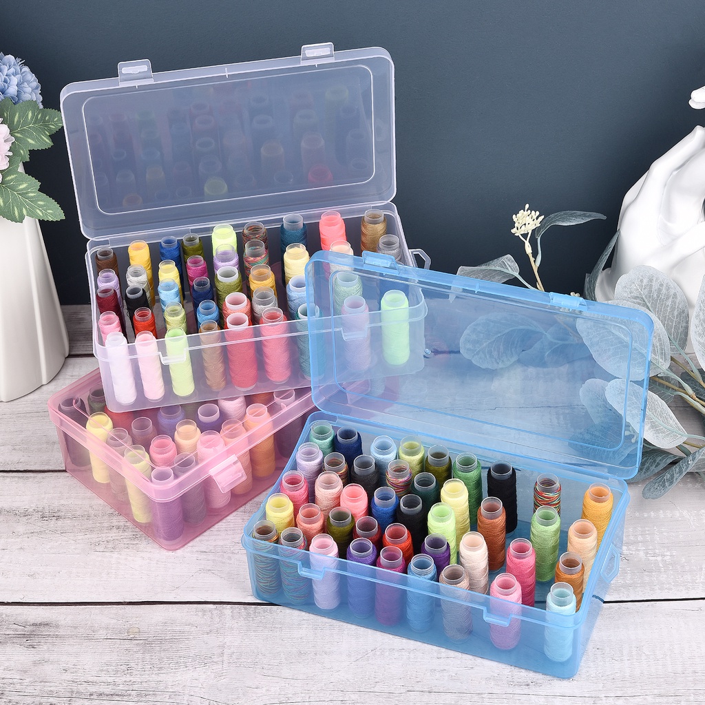 42 Axis Sewing Threads Box Transparent Needle Wire Storage Organizer ...