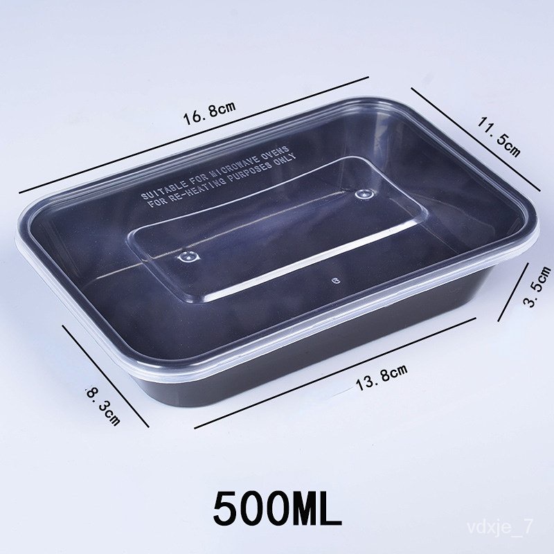 YQ7 Clear Black Takeaway Food Plastic Containers Microwave Freezer Safe
