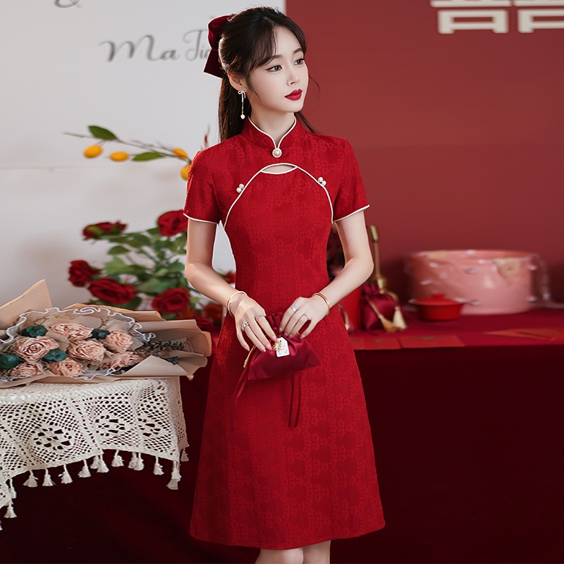 Ins Red Blue Loose New Fashion Modern Chinese Cheongsam A-line