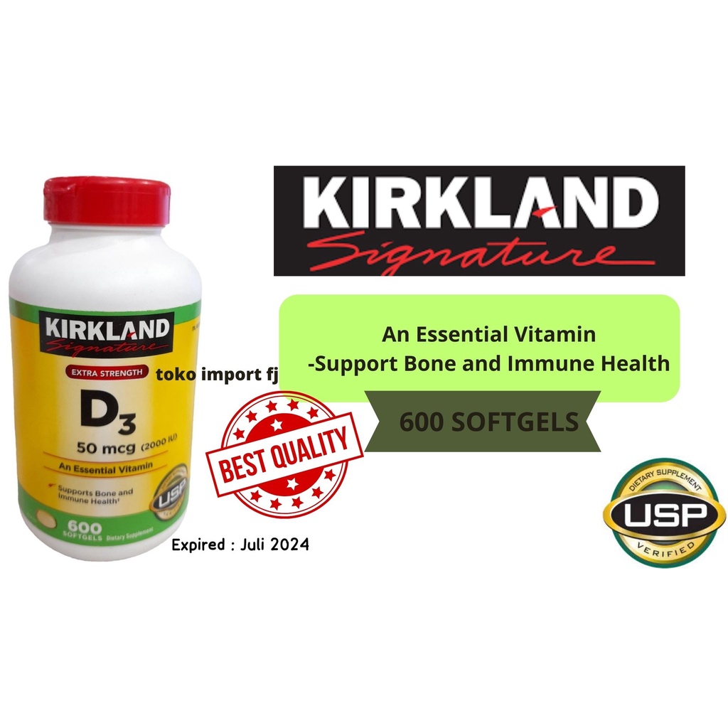 Kirkland Signature Vitamin D3 2000IU 600 Softgels USP VERIFIED Ready