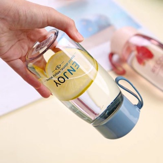 Cute Kawaii Frosted Sippy Glass Water Bottle Korean Cartoon Bounce Cover  Cups Portable Leakproof Girl Straw Water Cup For Kids