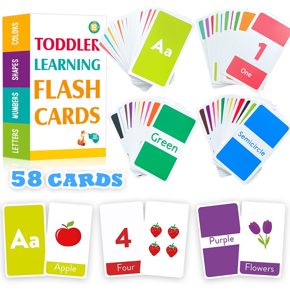 Children Abc Letter & Numbers & Shapes & Colors Flash Cards Alphabet
