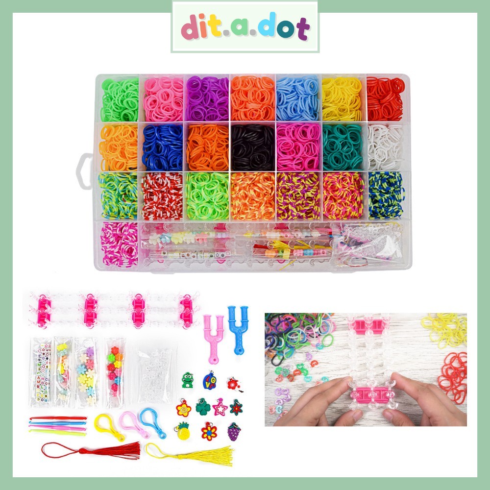 DIY Large Loom Bands Rainbow Loom Storage Kit Board Loom Hook Clips Charms