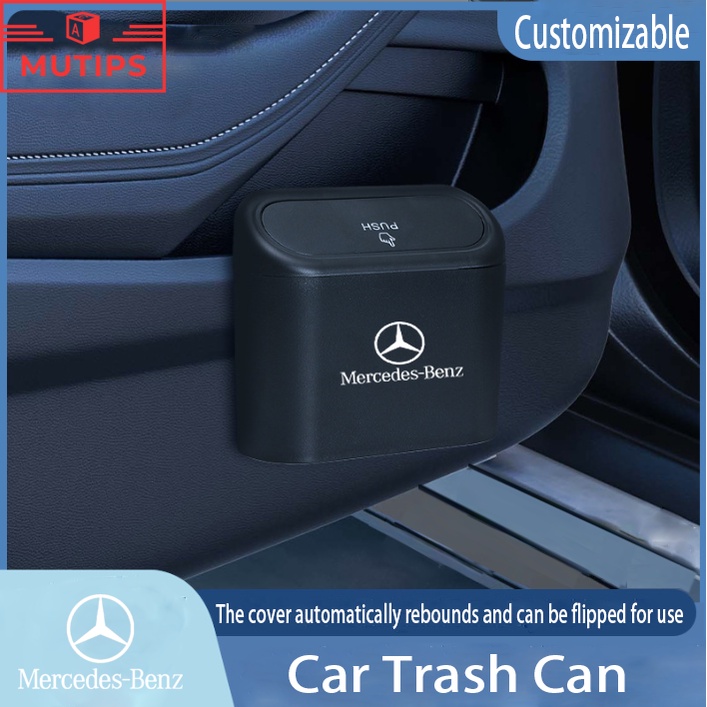 Mercedes Benz Car Portable Mini Trash Can Hanging Flip Lid Dustbin Back 