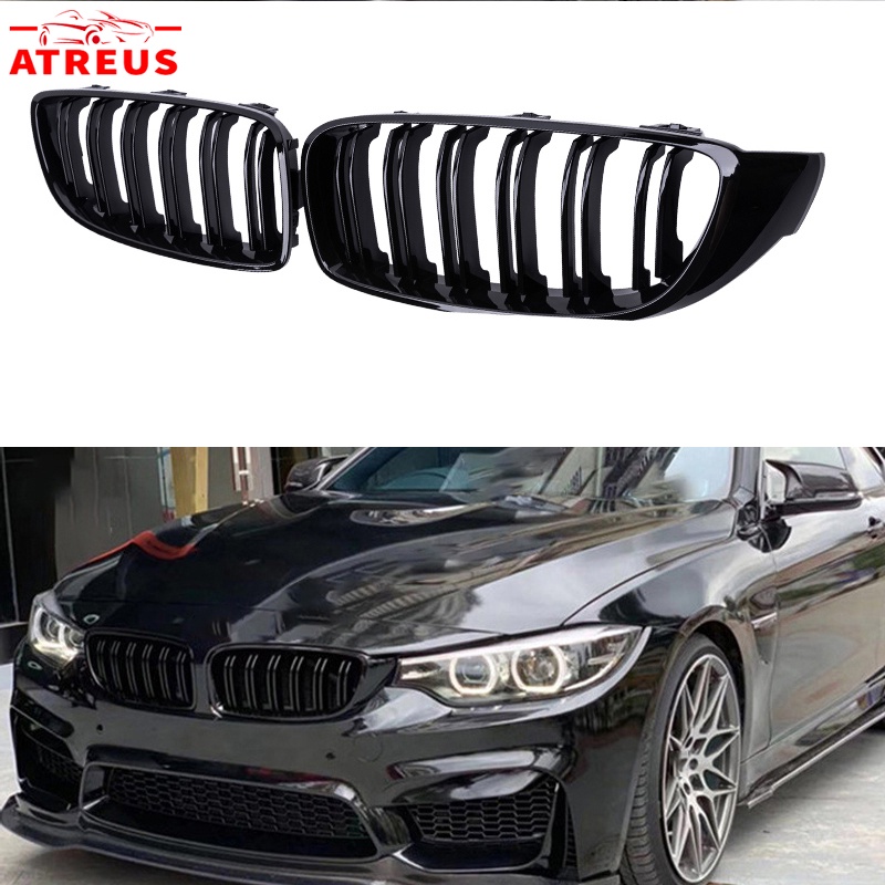 BMW Gloss Black Double Slat Front Bumper Grille For BMW 4 Series F32 F33 F36 M3 F80 M4 F82 12 18 Car Accessories