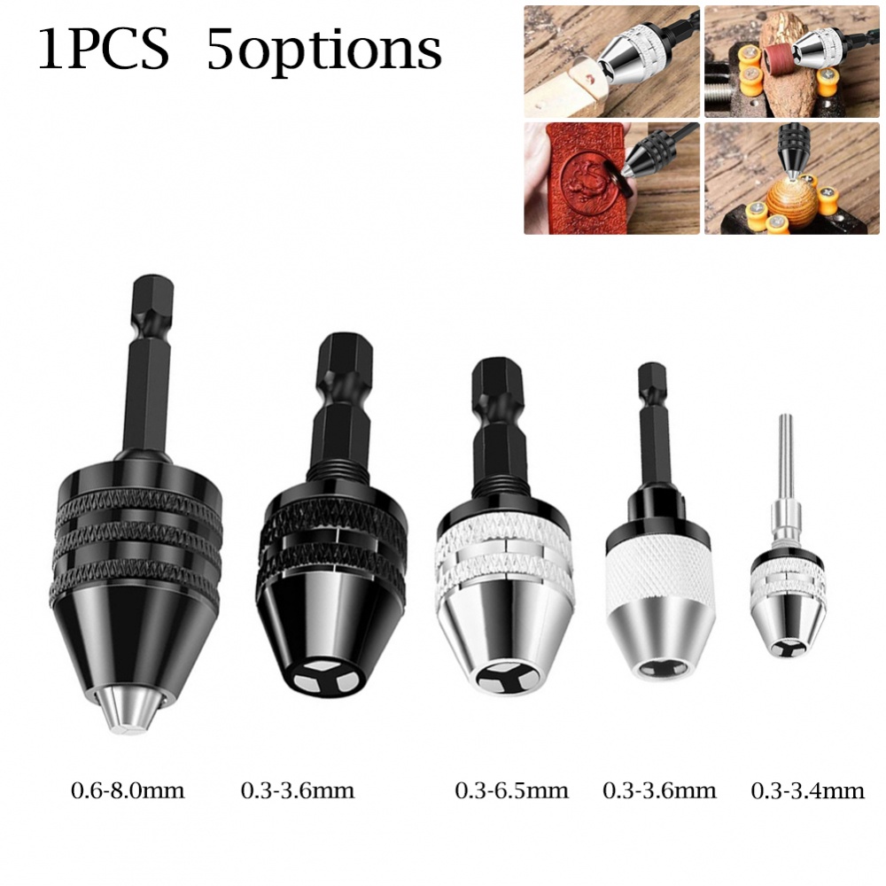 0.3-6.5mm Keyless Drill Bit Chuck Adapter Converter For Impact Driver ...