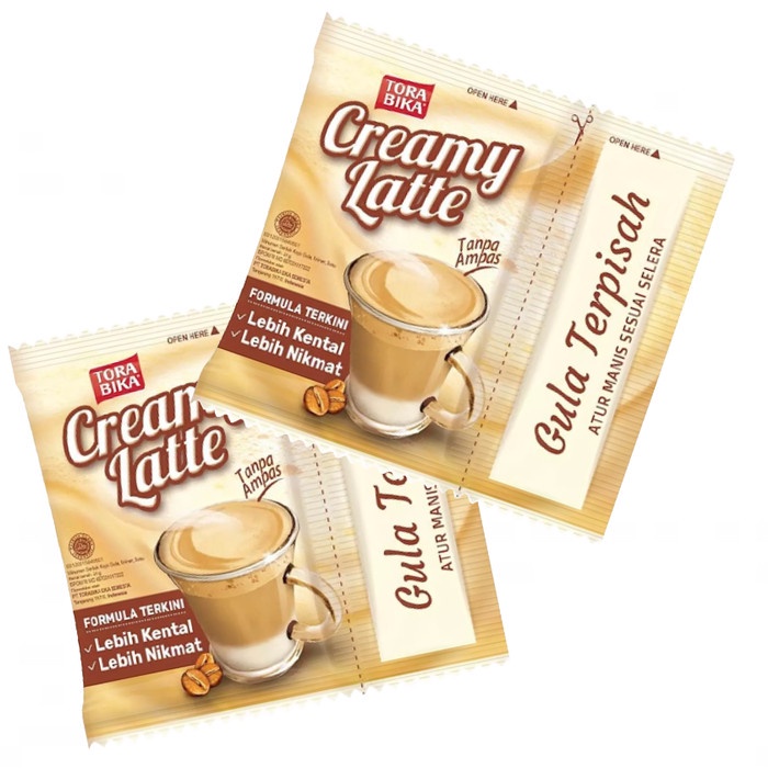 TORABIKA CREAMY LATTE COFFEE 25 grams SEPARATE SUGAR COFFEE WITHOUT ...
