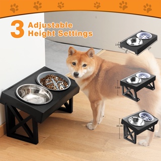 Elevated Dog Bowls For Large Dogs, Medium And Small, 15 Tilted Adjustable Raised  Dog Bowl Stand With 1 Slow Feeder Dog Bowl & 2 Stainless Steel Dog Bo