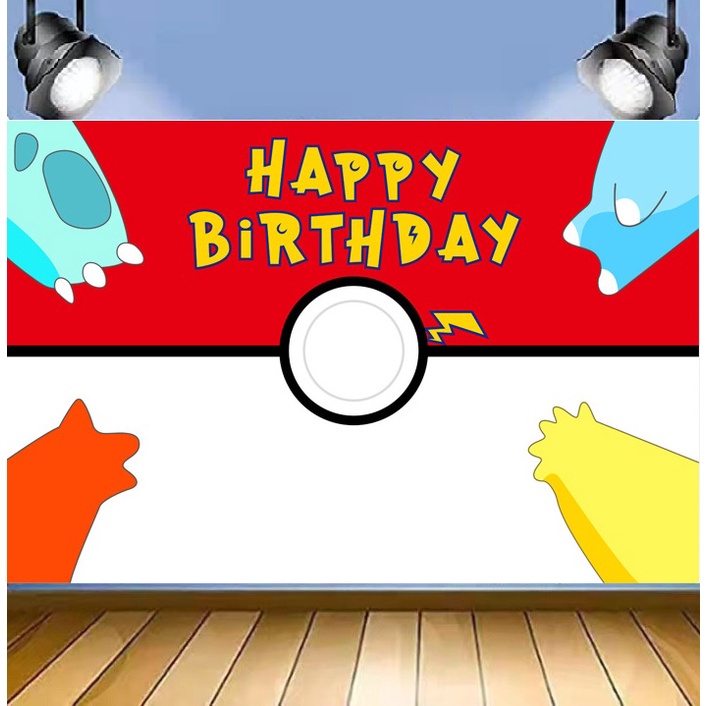 New 125*80cm Pokemon Go Pokeball Theme Happy Birthday Party Backdrop ...