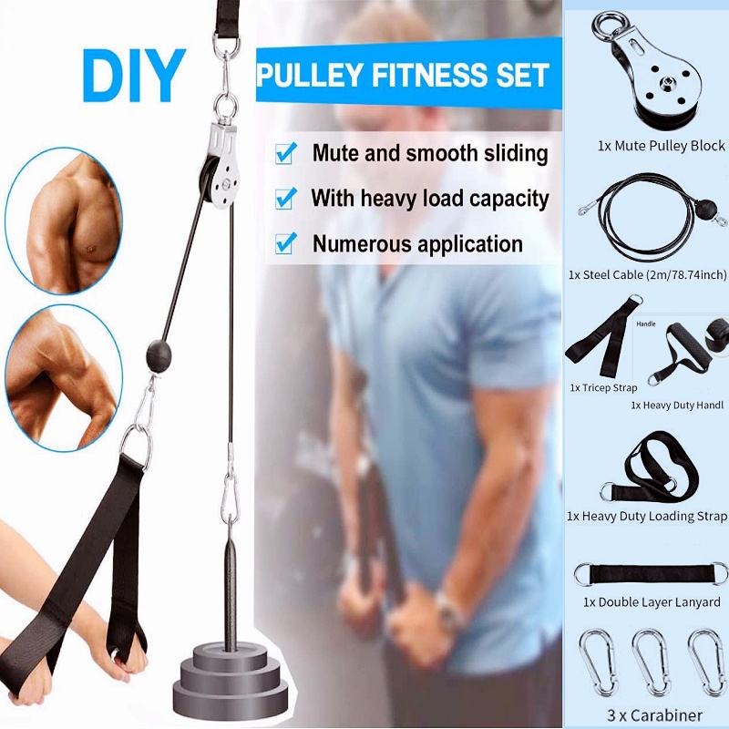 Triceps Cable Pulley System Gym Upgraded DIY Fitness Pulley Cable