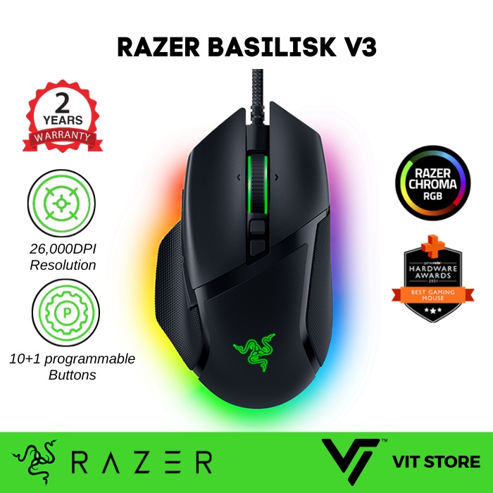 Razer Basilisk V3 Customizable Gaming Mouse with Razer Chroma RGB | 26K ...